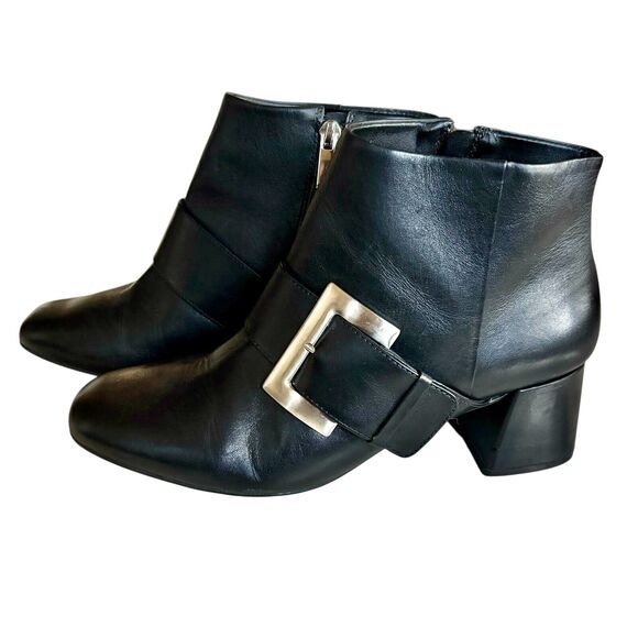Prune Size 9 Black Leather Buckle Boots Bootie - Picture 1 of 7